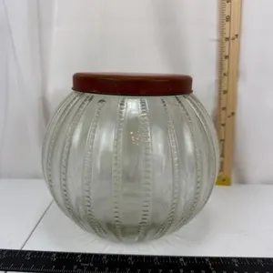 Vintage Ribbed Glass Jar w/ Lid