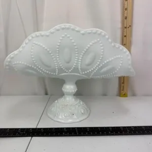 White Hobnail Pedestal Compote Dish