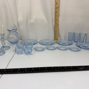 Blue Glass Vanity Set