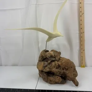 Seagull Sculpture on Driftwood Base