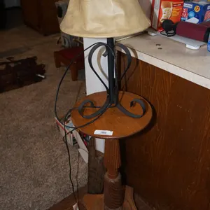 Wood Side Table with Lamp