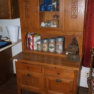 Vintage Solid Oak Hoosier Cabinet