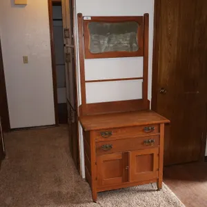 Vintage 2 Drawer Soldi Wood Rolling Wash Stand