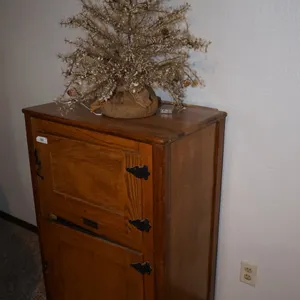 Antique Astor Solid Oak Rolling Ice Box