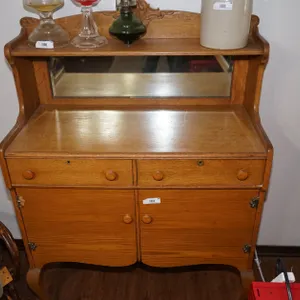 Antique 2 Drawer Oak Side Board