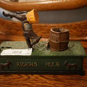 Vintage Cast Iron 'Kicking Mule' Coin Bank