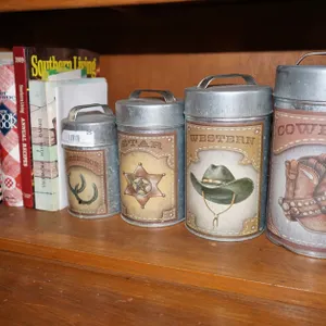 Western Style Tin Storage Canisters