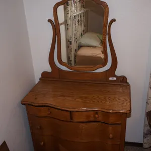 Antique 4 Drawer Soldi Oak Rolling Dresser