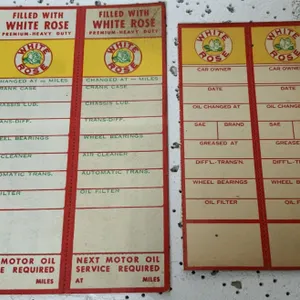 White Rose Oil Change Stickers Both Different