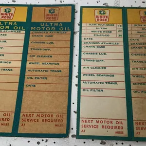White Rose Oil Change Stickers. Both Different