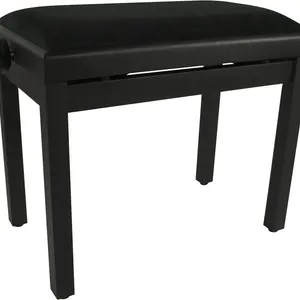 ADJUSTABLE PIANO BENCH WITH SMOOTH VELVET TOP - BLACK MATTE -U