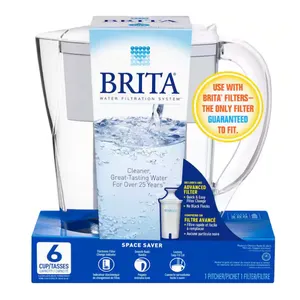 BRITA 48 OZ. SPACE SAVER WATER FILTER PITCHER, BPA FREE -SU