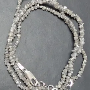 NATURAL DIAMOND APP 20CT (ROUGH BEADS) NECKLACE 15-16", APPRAISED INSURANCE VALUE $500