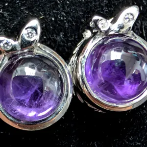 SILVER(4.72G), AMETHYST (APP 2.5CT) EARRING
