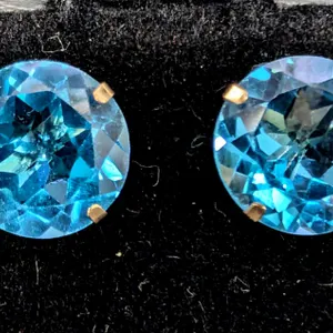 14K(1.01G), BLUE TOPAZ 8MM (4.5CT)EARRING, SUGGESTED RETAIL VALUE $1000