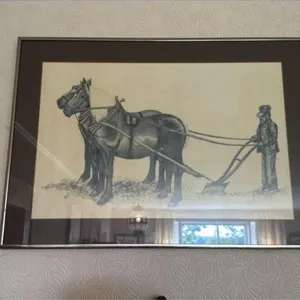 Horse pulling picture frame