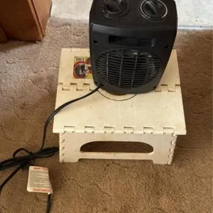 12� Foldable stool with mini plug in heater