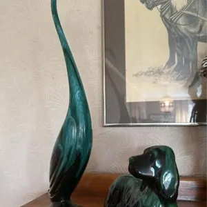 9� Dog and 19� swan figures