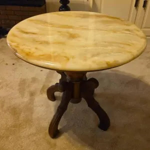 Antique Round Marble Top Pedestal Table
