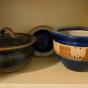 Handmade Pottery Soup Tureen, Bowl, and Planter