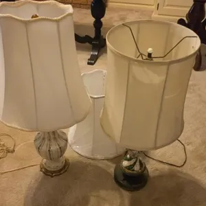2 Table Lamps with White Fabric Shades