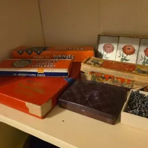 Vintage Dominoes, Checkers, Jacks, Cards