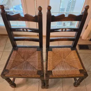 2 Rush-Woven Seat Dining Chairs