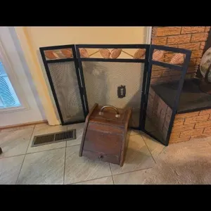 Wooden Coal Hod & Fireplace Screen