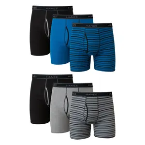 Hanes Mens Boxer Briefs Striped 6-Pack Medium