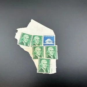 US Stamp Cut Piece Jefferson (Lot of 5)