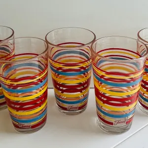 Vintage FIESTA Striped Tumblers (Set of 5)