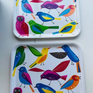 Set of 2 Melamine Bird Trays