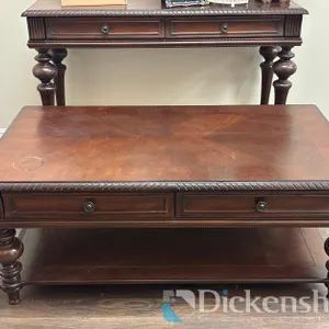MATCHING WOOD COFFEE TABLE AND COUCH/ENTRY TABLE