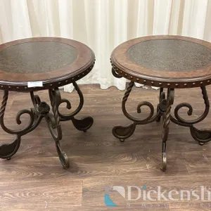 DECORATIVE CIRCULAR MATCHING METAL TABLES