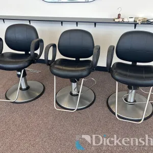 PROFESSIONAL MATCHING STYLING CHAIRS W/BLACK LEATHERETTE SEATS