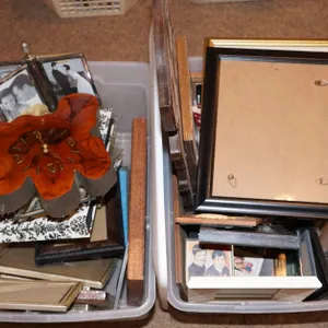 2 Boxes Misc Picture Frames with Wall Clock