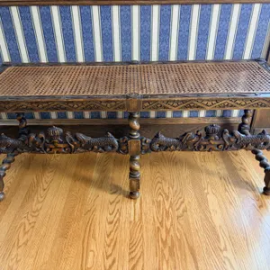 Ornately Carved Wooden Bench