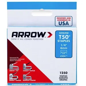 Arrow T50 Staples 1/4" 1250 Count, Lot of 5