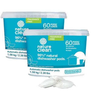 Nature Clean Natural Dishwasher Pods, 2 x 2.38 lbs