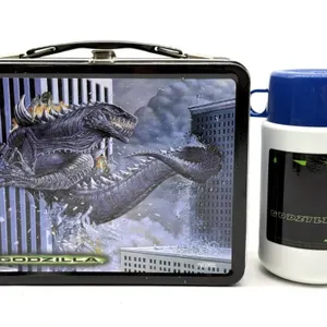 Vintage 1998 Godzilla Thermos Metal Lunchbox with