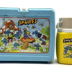 Vintage Smurfs Thermos Plastic Lunchbox with