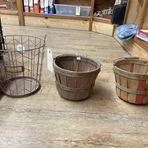 2 - Fruit Baskets & Metal Basket 10"Dia x 11"H