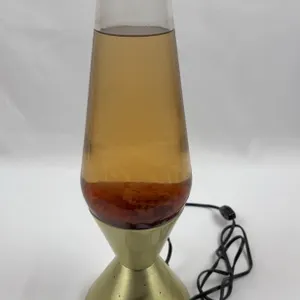 Vintage Lava Lamp with Brass-Tone Base – Mid-Century Style Motion Lamp