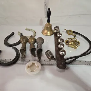 Harness Bell, Brass Harness Top, Brass Bell, Horse Shoe, Brass Door Handle & misc. brass pcs