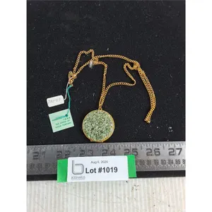 Jade Pendant w/24" Gold Color Necklace