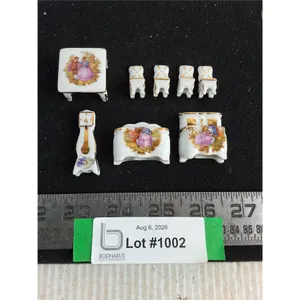 Set of 8 Limoges Miniature Porcelain Furniture from France
