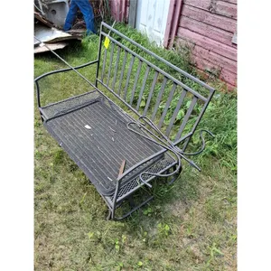 Metal Swinging Bench with Metal Plant Hanger