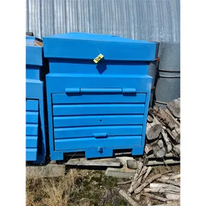 Heavy Poly Recycle Blue Bin, Top and Front Doors, 4 ft x3.5ft x4ft