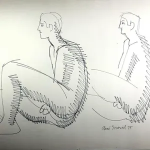 REN� MARCIL DOUBLE-SIDED MALE NUDE FIGURE STUDIES