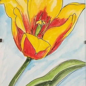 MONIQUE MARTIN TULIP MIXED MEDIA PAINTING
